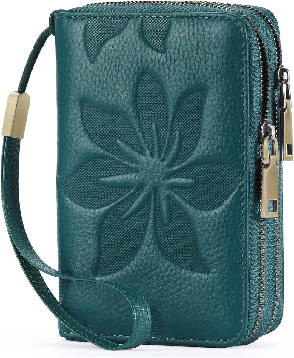 GOIACII Women's Leather Medium Leather Wallet with RFID Protection, A03-blue, Classic - ShopVlot