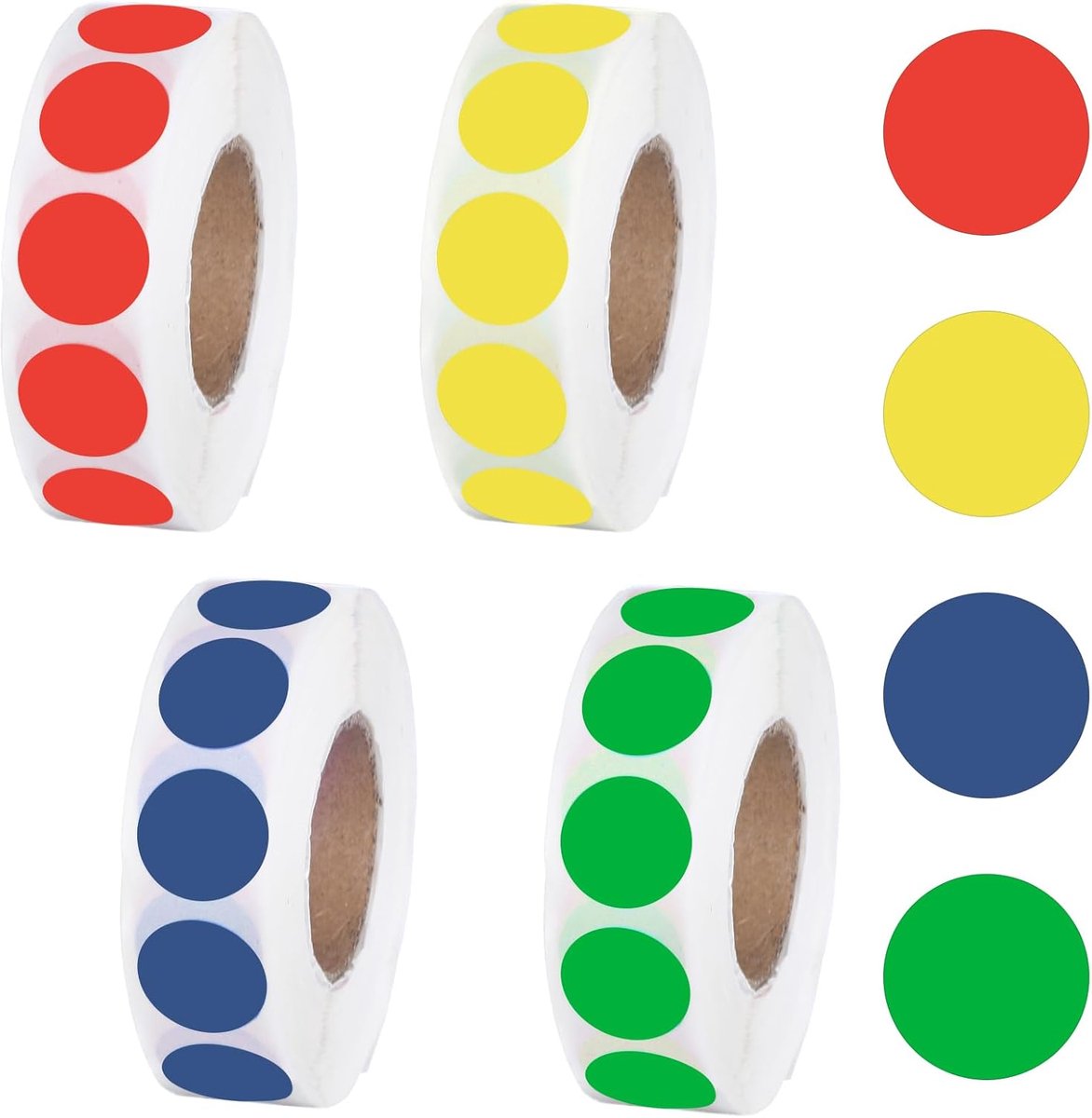 SnelShoppen - 4000 Kleurrijke Plak Dots - 4 Rollen van 13 mm Ronde Stickers voor Markeren, Organiseren en Labelen in Thuis, Kantoor en School
