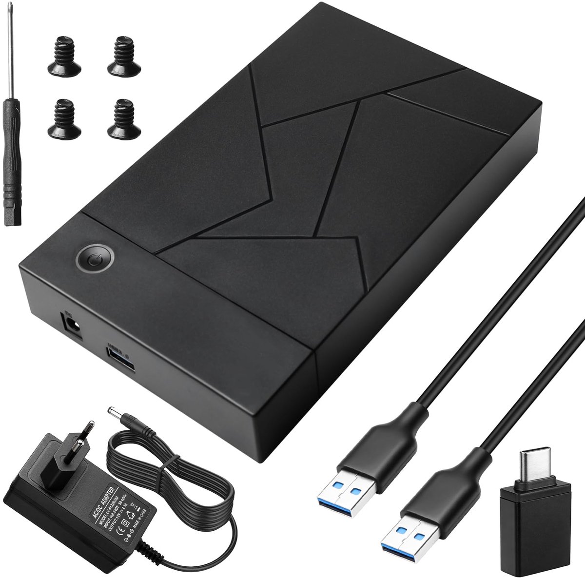 USB 3.0 SATA harde schijf behuizing voor 3,5"/2,5" SSD & HDD, externe harde schijf behuizing USB 3.0 Plug & Play - ShopVlot