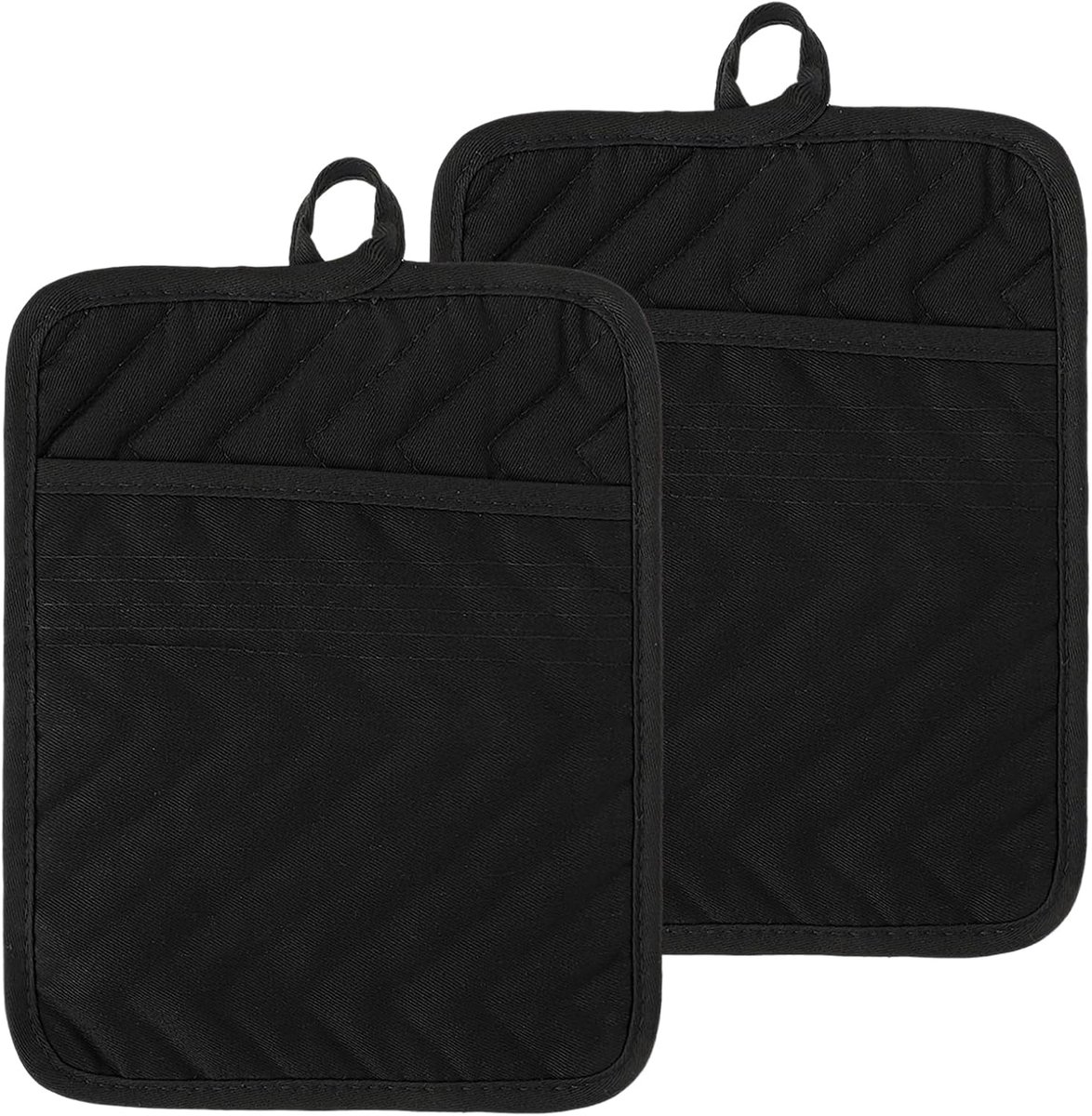 SnelShoppen - 2 Stuks Katoenen Pannenhouders met Zak, Dikke Warmtebestendige Antislip Ovenwant voor Veilig Koken, Bakken en Grillen, Keuken Accessoire