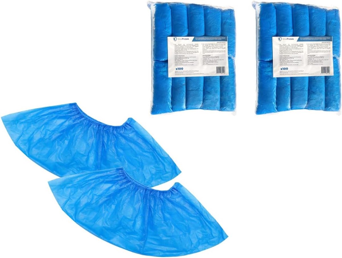 Disposable Shoes, Waterproof, Anti-slip, Tear Resistant, Polyethylene (CPE), Blue, 2 x 100 Pieces - ShopVlot