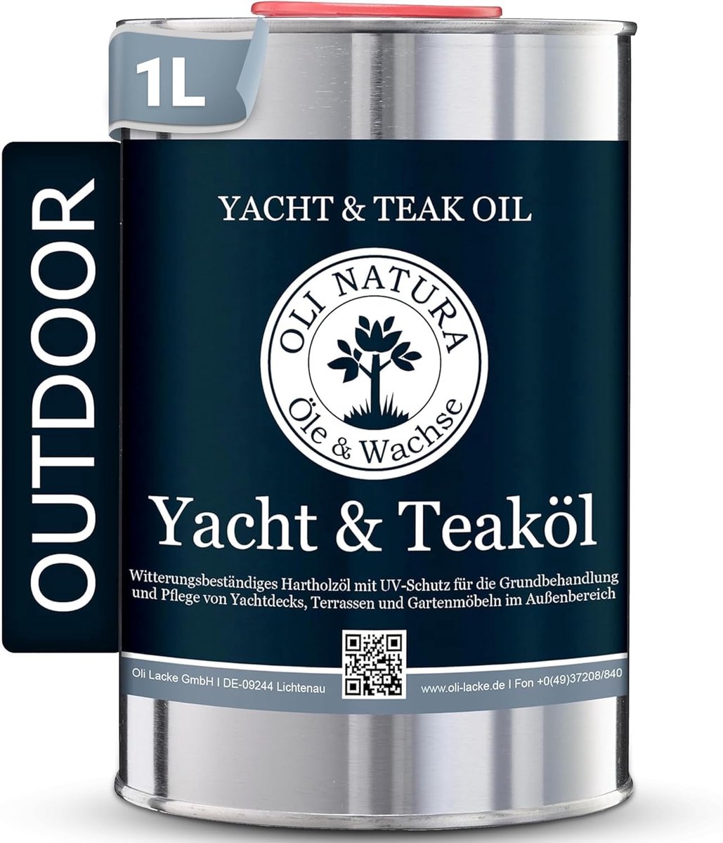 OLI-NATURA Yacht & Teak Houtolie - Binnen en Buiten - UV- en Weerbestendig, Beschermt tegen Vergrijzing - ShopVlot