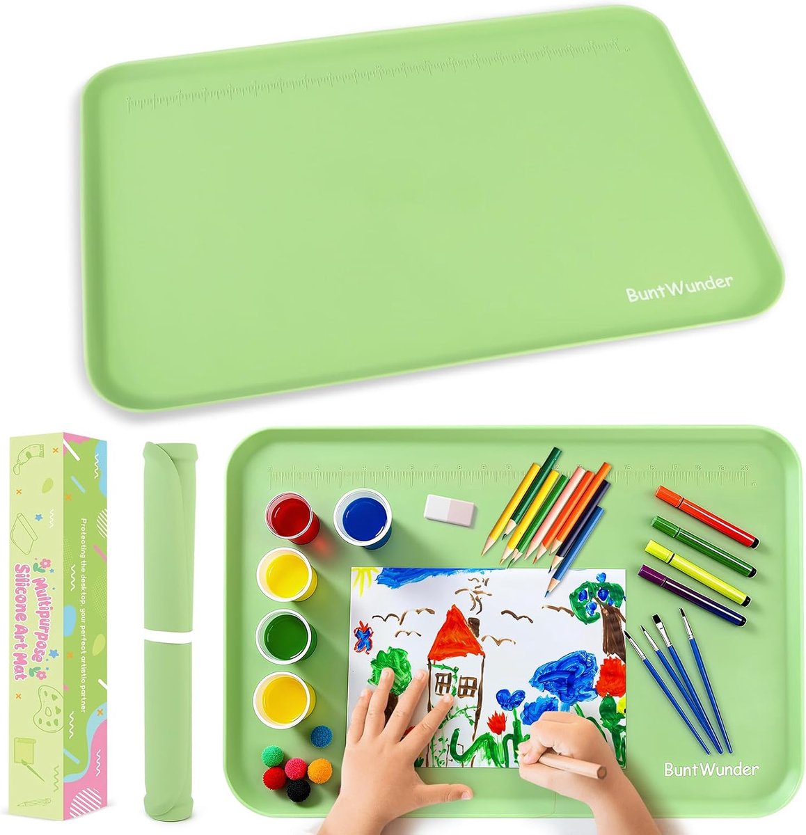 Siliconen mat 61 x 41 cm - knutselonderlegger met verhoogde randen - multifunctionele tafelmat - perfect voor kinderen - ShopVlot