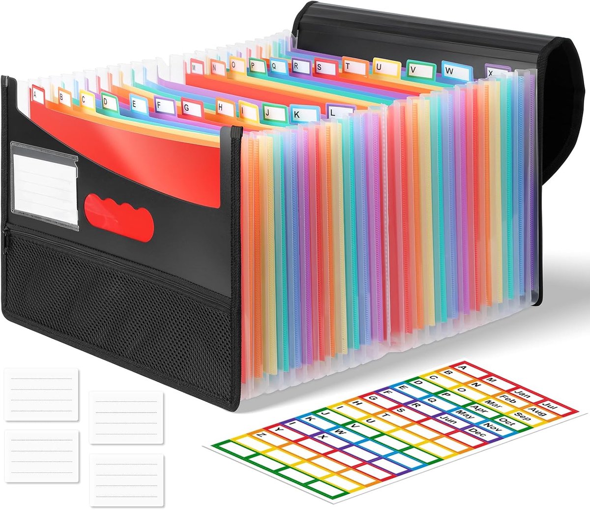 SnelShoppen - Expandable File Folder A4 met 25 Compartimenten, Waterproof Document Organizer met Rainbow Tabs voor Kantoor, School en Thuis