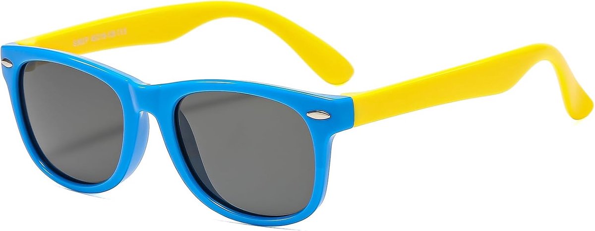 Zonnebril Kids Square siliconen flexibele anti-UV 400 bril jongens meisjes pak voor 3-12 jaar geel been blauw frame