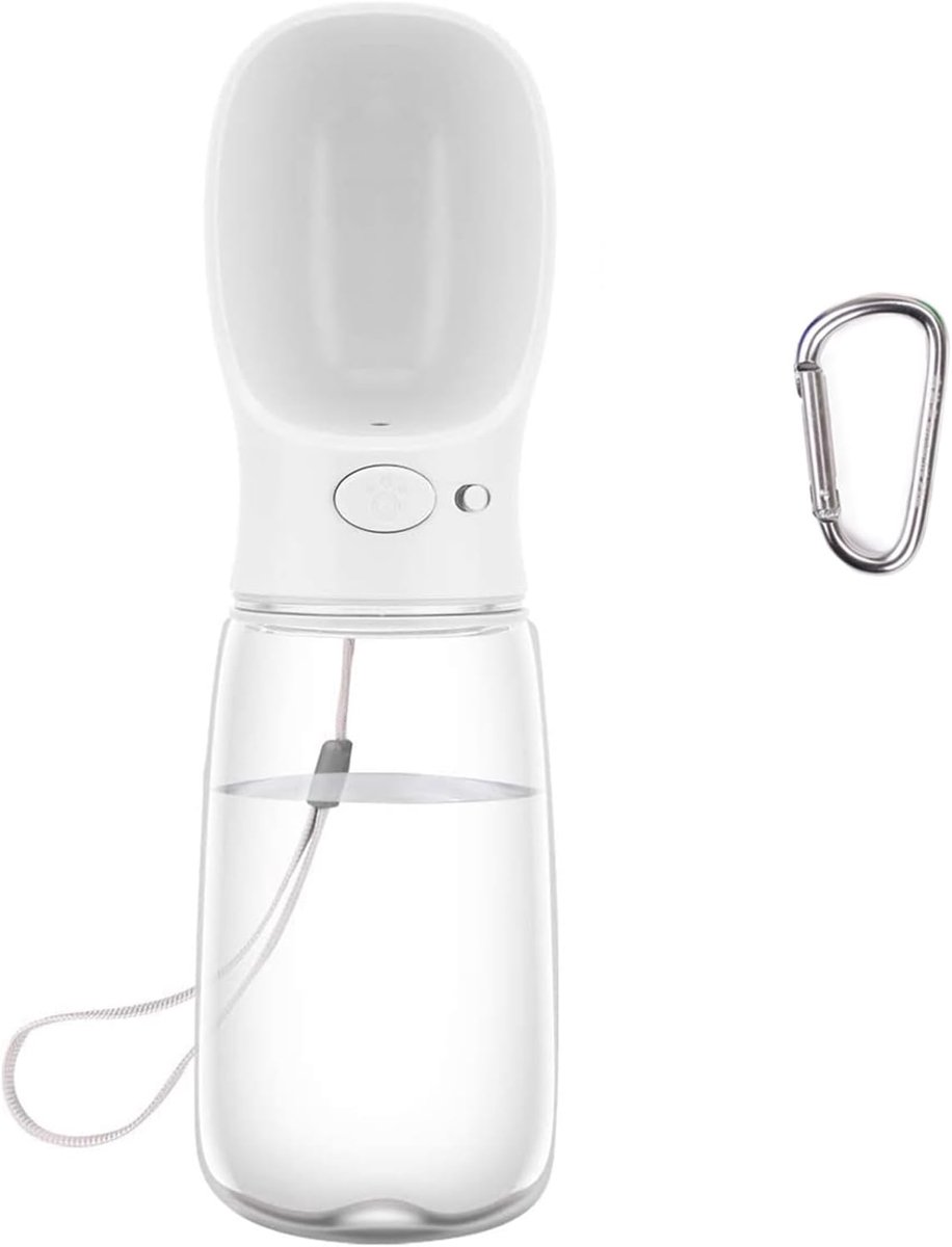 Drinkfles voor honden met waterdispenser voor huisdieren, antibacterieel, voor levensmiddelen, het testen van honden, reizen, drinken voor drinkflessen, voor buiten, (550 milliliter, wit)