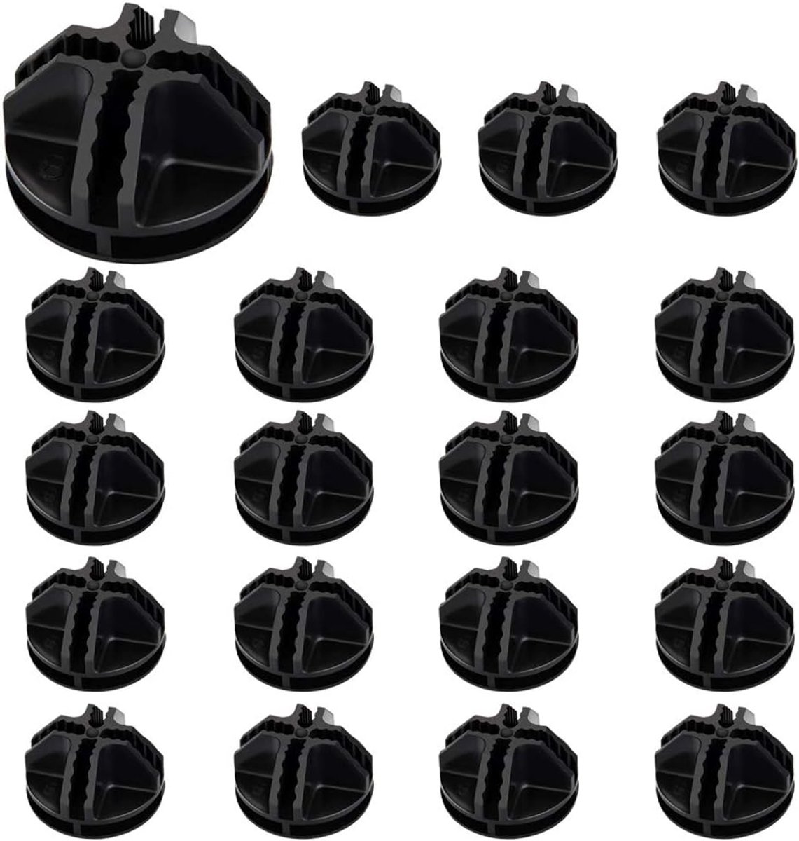 20 stuks verbindingsstukken voor steekreksysteem van verdikt kunststof, steekrek, connectoren, robuust, rond, plastic verbindingsstuk voor modulaire organizer, kast (3,7 x 3,7 x 2 cm, zwart)
