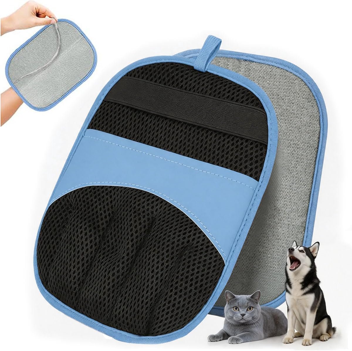 Huisdierhaar Verwijderaar - Herbruikbare Elektrostatische Handschoen voor Katten en Honden - Magische Reinigingsborstel voor Bank Tapijt en Autostoelen - Blauwe Kleur - 1 Stuk