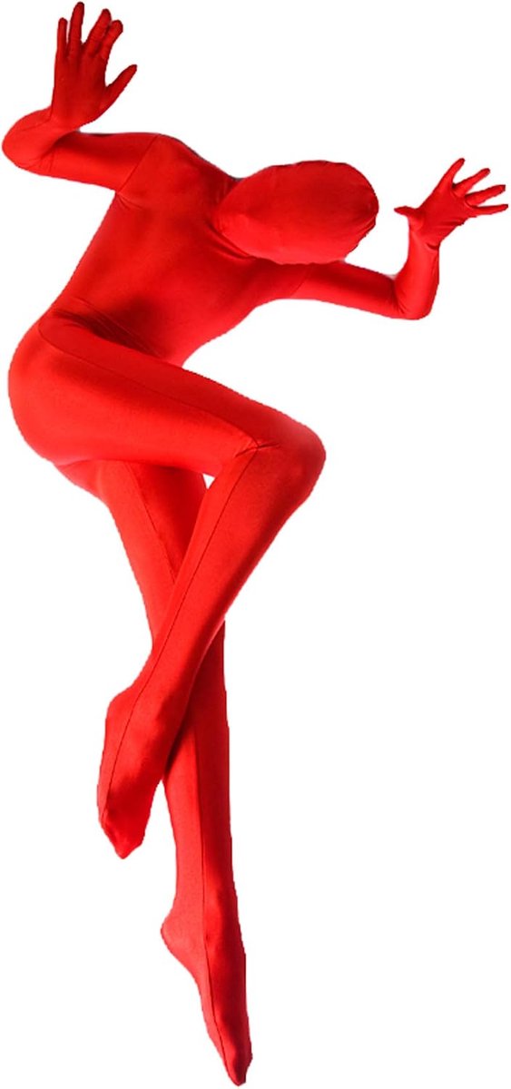 Jumpsuit met nauwsluitende capuchon, rood, XL