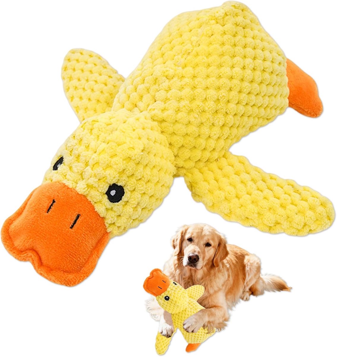 Eend hond, Quack-Quack Duck hondenspeelgoed, interactief hondenspeelgoed, eend, piepspeelgoed, hond, knuffeldier, hondenspeelgoed voor kleine, middelgrote en grote honden