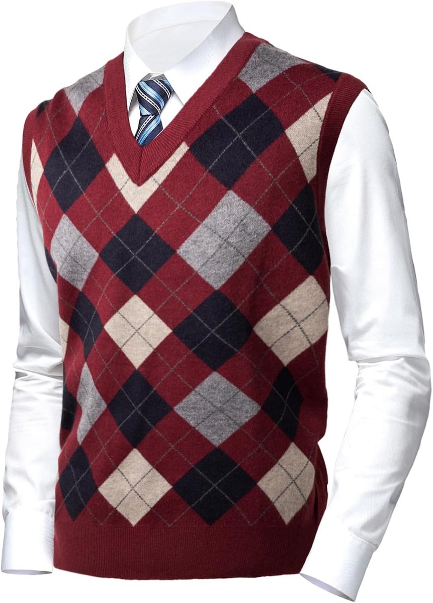 Argyle trui, vesten, klassieke V-hals, gebreide mouwloze trui, herfst, winter, warme tanktops