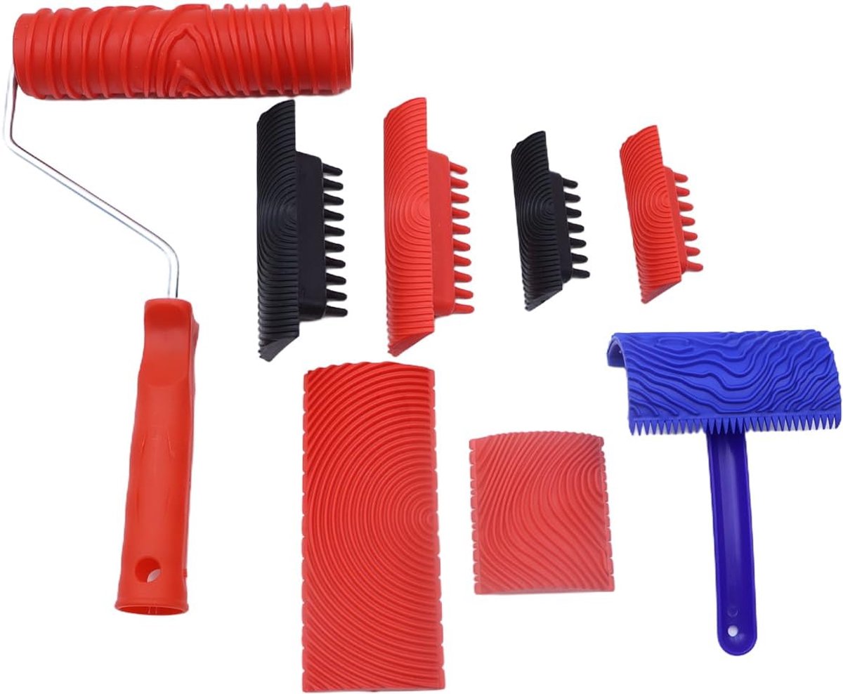 8-delige houtnerfgereedschap, drukrolset met textuurpatroon, voor meubels, tafels, keukens, woonkamers en kasten