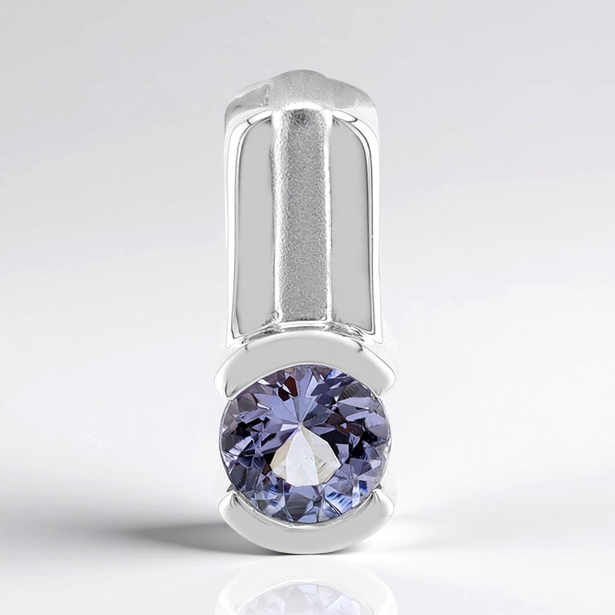 Cavill - Zilveren Hanger met 0,425 ct Ronde Tanzaniet - 925 Sterling Zilver Palladium - Moderne Elegante Luxe Sieraad Dagelijks