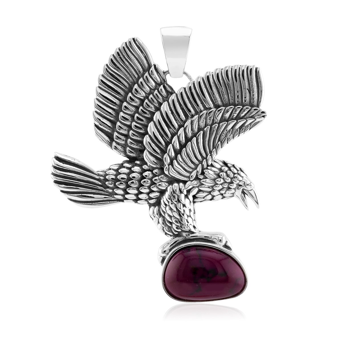 Cavill - Zilveren Hanger 925 Sterling Zilver - Gepolijste Paarse Kingman Mohave Turkoois 3,85 ct - Cabochon Edelsteen - Stijlvol Turkoois Sieraad
