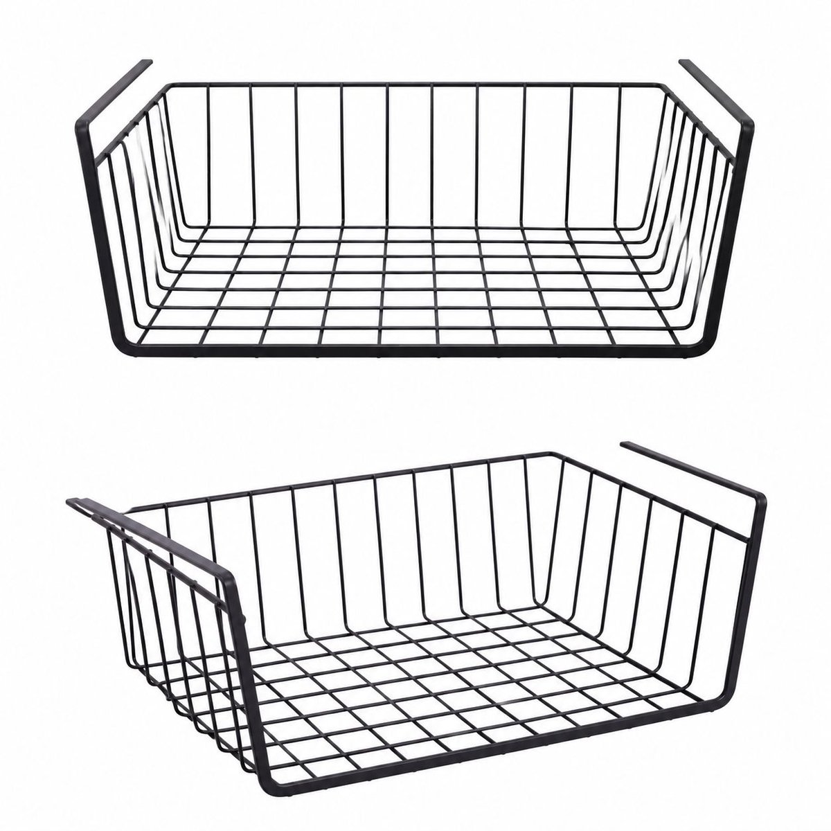 VHV - Verwijderbare metalen hangmand - 2 stuks - Zwart - Organizer - Kasthangmand - Opberger - in de keuken