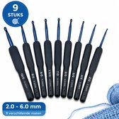 Kit de crochets - Ergonomique Softgrip - 9 pièces - Bleu