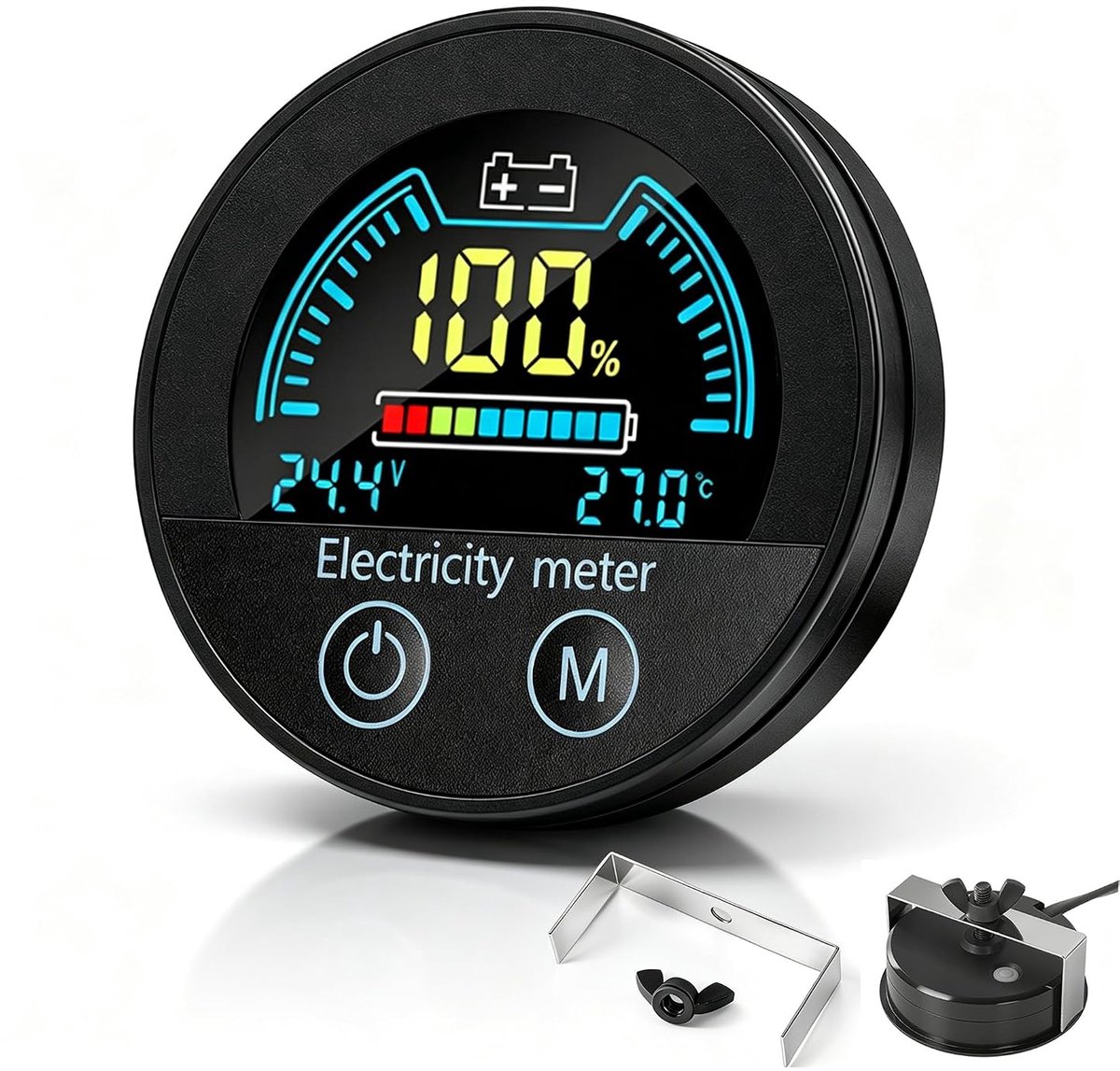 diymore Waterproof Round Digital DC and Power Indicator (7-100 V), Two-Wire DC Voltmeter - ShopVlot