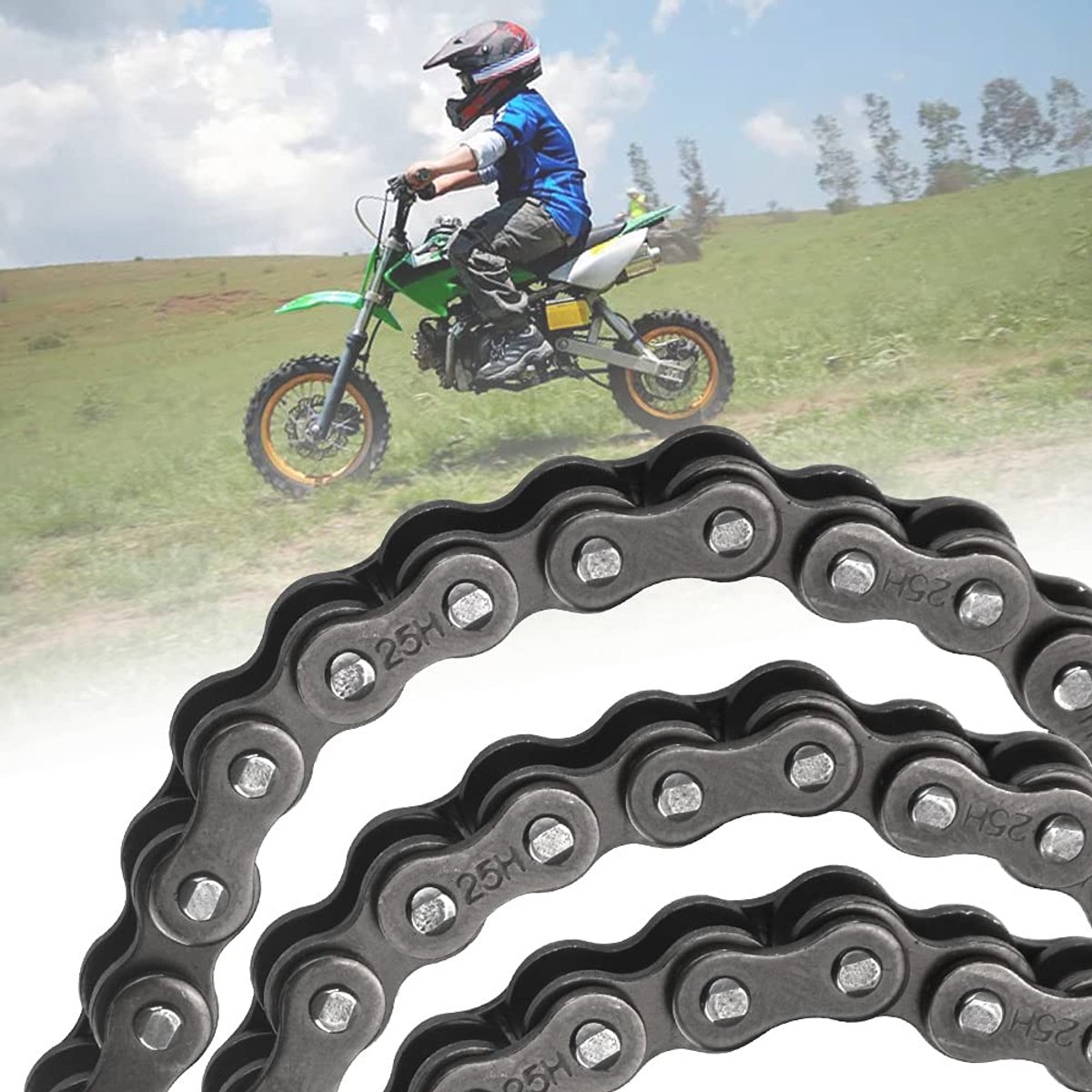 SnelShoppen - 25H 158 Schakels Ketting voor 47cc 49cc 2-takt Mini Moto Dirt ATV Quad 4 Wheeler - Hoge Sterkte, Slijtvast, Voor Optimale Veiligheid