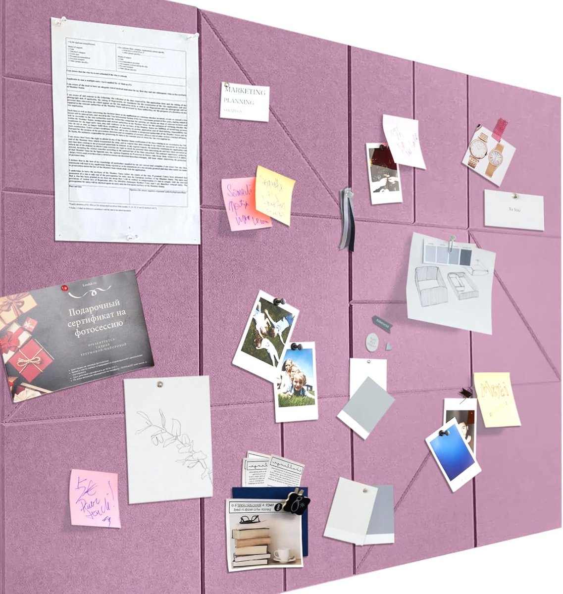Large Felt Pin Board Self-Adhesive 120 x 90 cm Decorative Felt Pin Board 1 cm Thick Foldable Photo Board Memo Board - ShopVlot