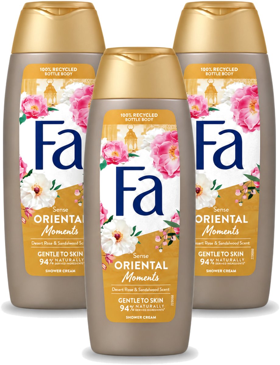 3 x Fa - Oriental Moments - Douchecrème - Woestijnroos & Sandelhout - 250 ml - Voordeelverpakking - 3 stuks