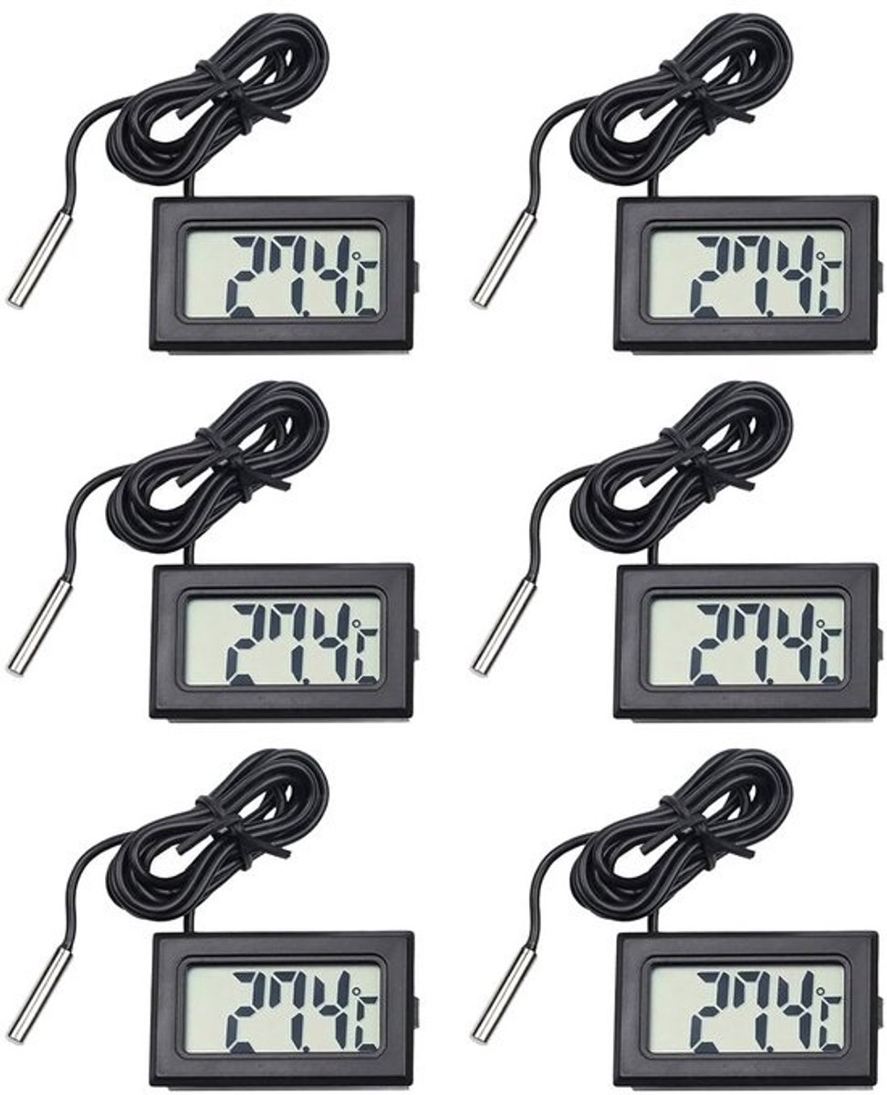 4x digitale waterdichte thermometers - Met sonde - Voor koelkast, freezer en aquarium