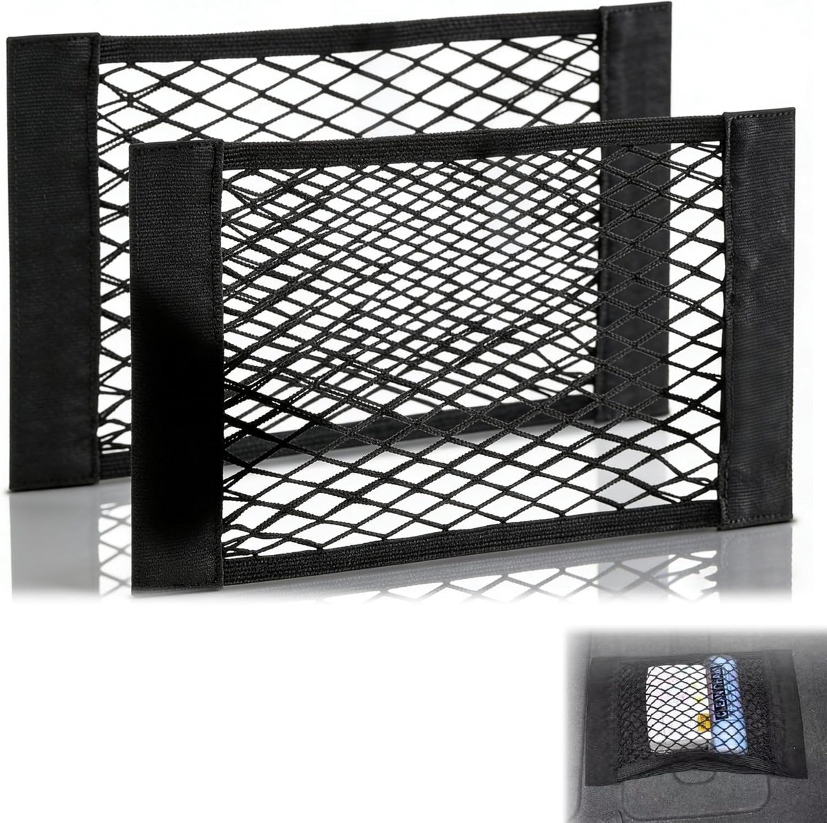 Kofferbaknetten 25 x 40 cm - Universeel elastisch net - Klittenbandsluiting - Organiseer je bagage - ShopVlot