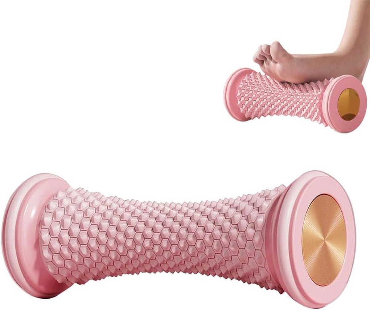 Massageapparaat met wielen, fasciitis, yoga, voor verlichting van pijn en spierspanning (roze)