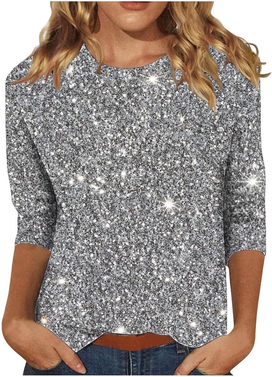 Glitterbovenstuk voor dames, feestelijke blouse