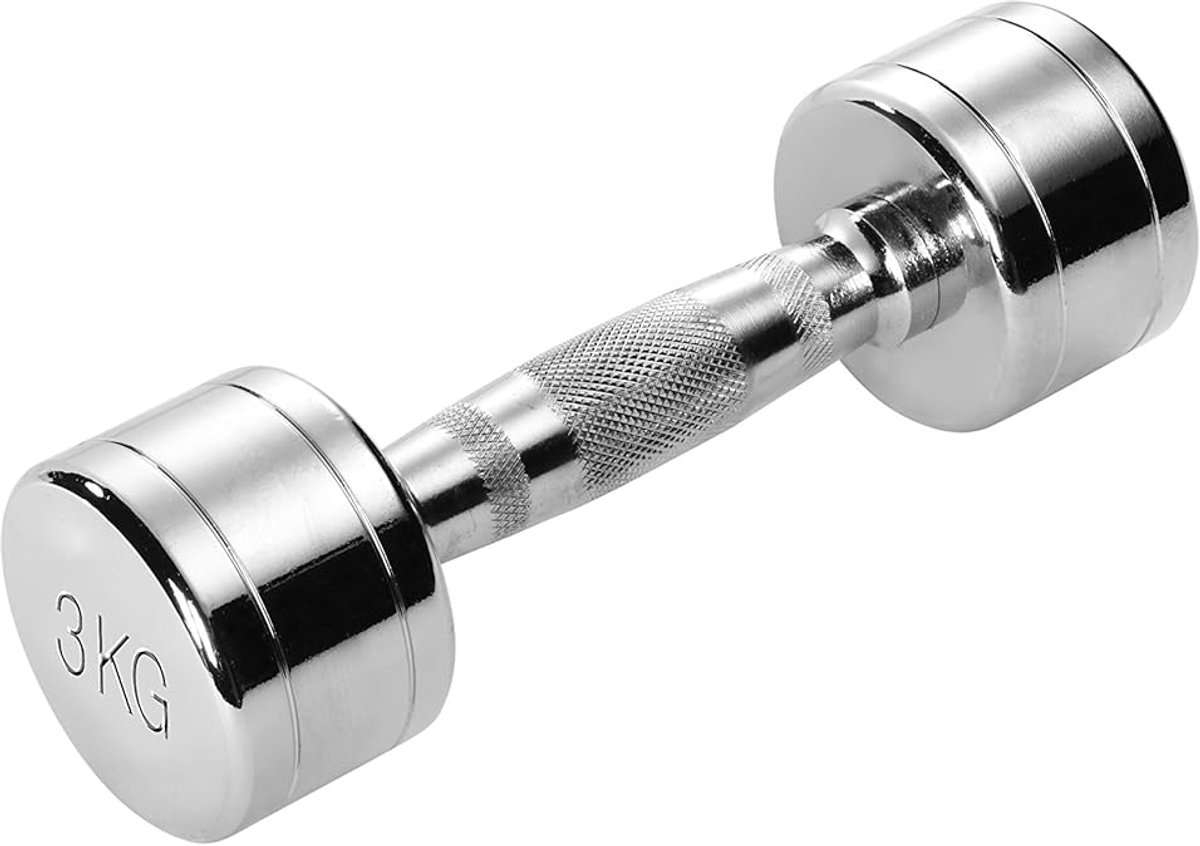 SnelShoppen - Trendy Sport Chrome Dumbbell - 1 stuk - 3 kg - Ergonomische handgreep - Ideaal voor krachttraining, spieropbouw, bovenlichaam, fitness