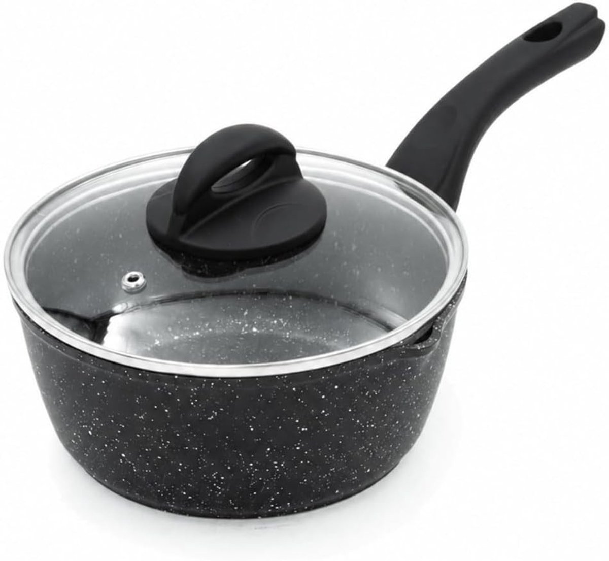 Kookpan - Zwart - 20 cm - Antiaanbaklaag met Hybride Steencoating - Voor Thuisgebruik