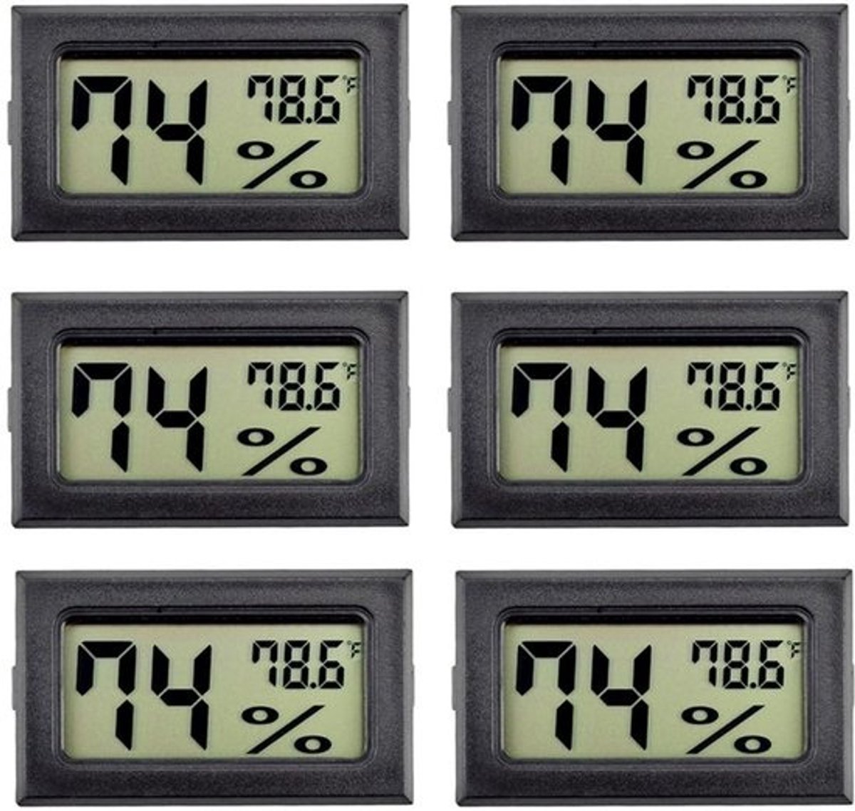 Digitale binnenhygrometer en thermometer - Voor huis en tuin - 6 stuks