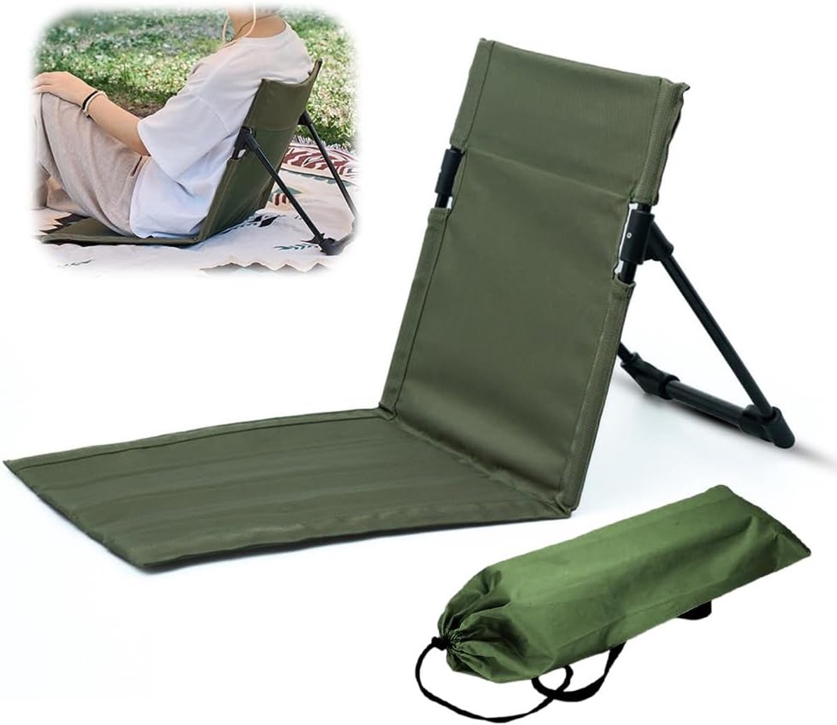 SnelShoppen - Vloerstoel voor Buiten, Opvouwbare Ligstoel met Rugleuning, Draagbare Campingstoel, Perfect voor Strand, Picknick en Rugzakreizen - Zwar