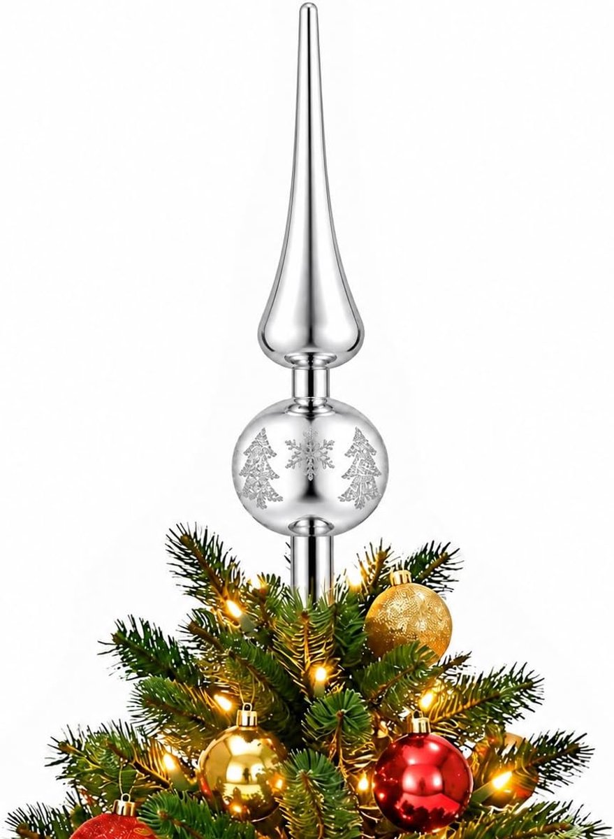 Kerstboompiek, kerstboomversiering, zilver