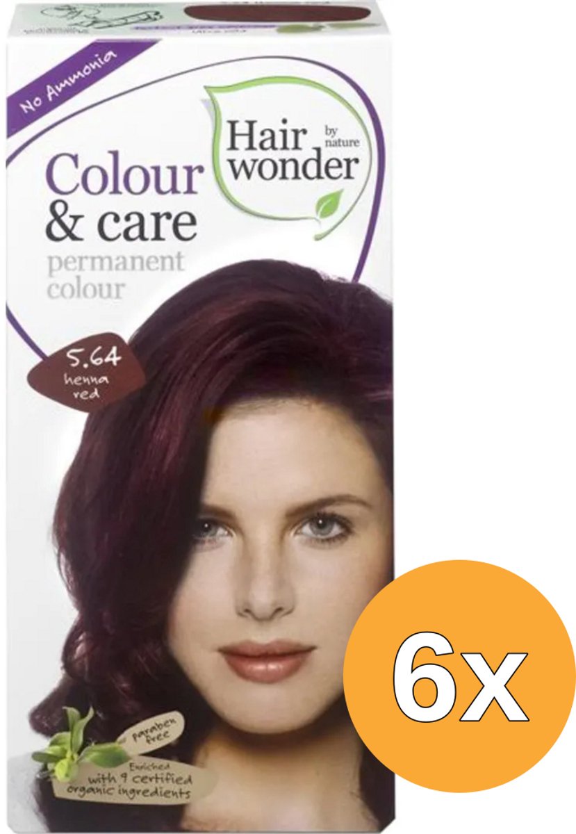 6x Hairwonder Colour & Care henna red 5.64 (100 ml)