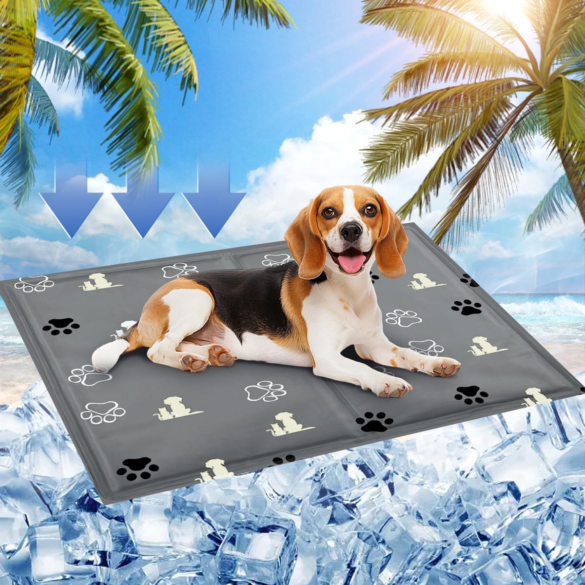 Koelmat voor honden, koelmat voor honden, 65 x 50 cm, koelmat voor katten met niet-giftige gel, voor honden, katten, huisdieren, mensen
