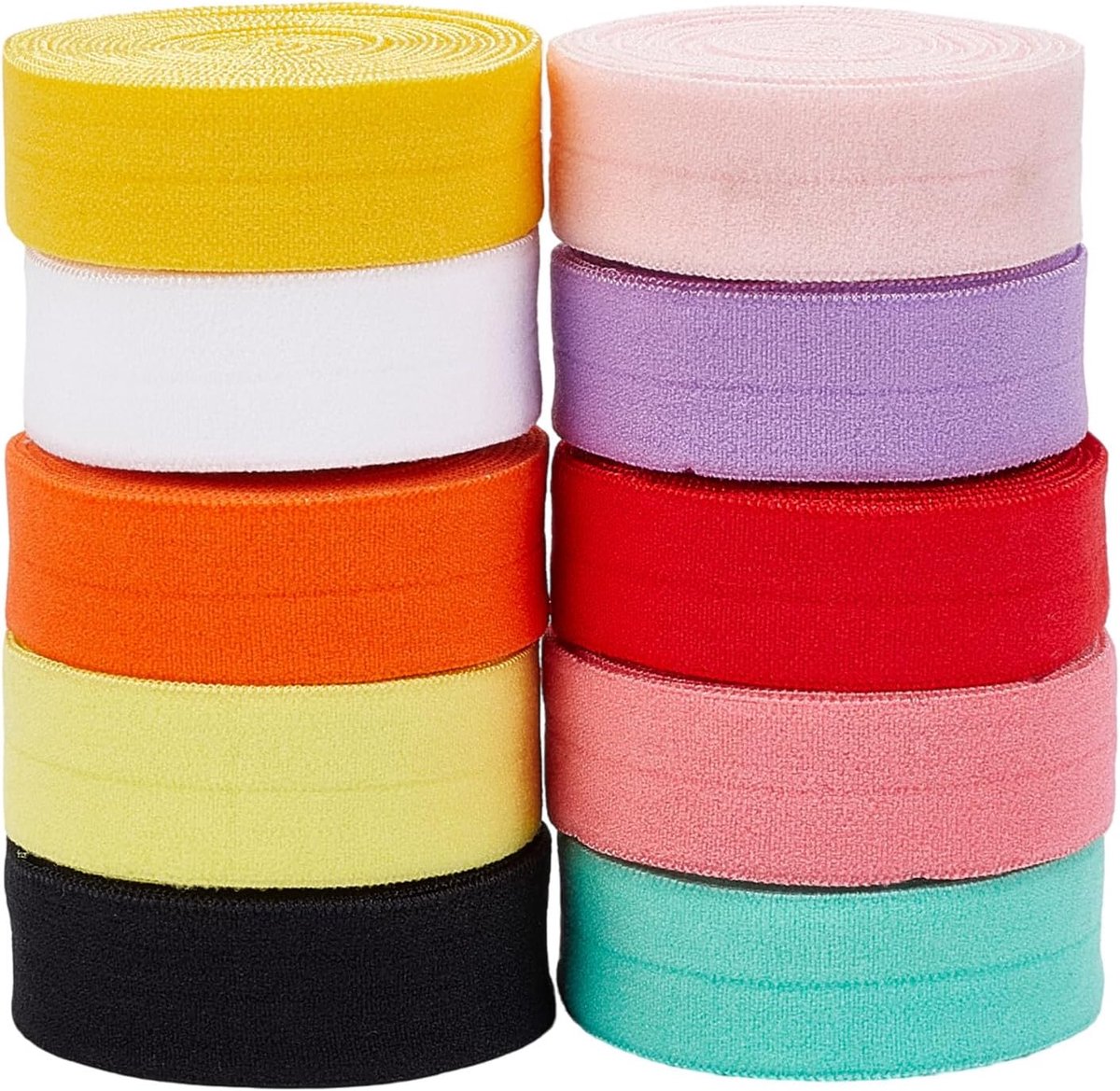 20 meter plooiband, 1,5 cm breed, glanzend, gevlochten elastiek, 10 kleuren, rekbare vouwband voor het naaien van haarstrikken, hoofdbanden en haarelastiekjes