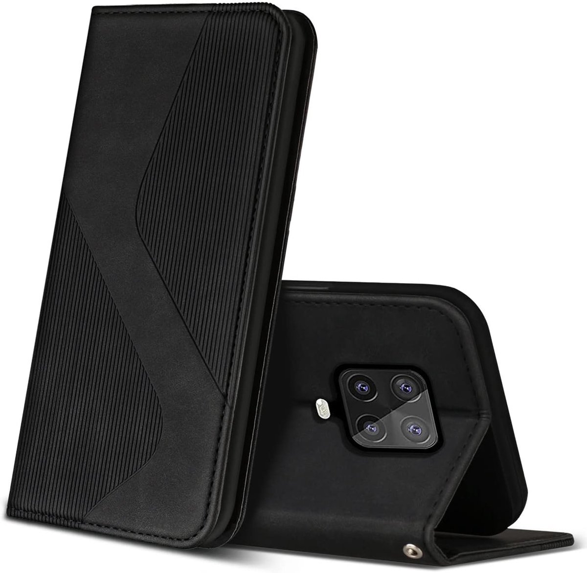 Hoesje voor Xiaomi Redmi Note 9 Pro/Redmi Note 9S, PU Kunstleer Bookcase Telefoonhoesjes met [Kaartsleuven] [Stand], Flip Case Beschermhoesje voor Redmi Note 9 Pro/Note 9S (Zwart)