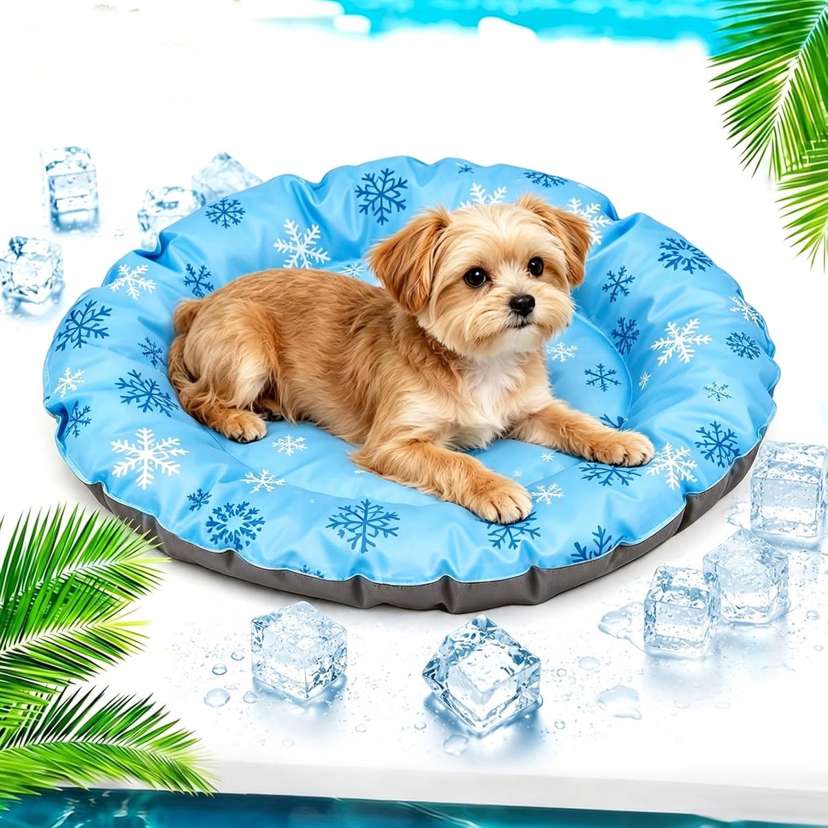 Koelmat voor honden, 55 cm, hondenkoelmat, verkoelende huisdieren, verkoelende hondendeken, rond kattenkoelkussen, koeldeken huisdieren, zelfkoelende hondenmat, katten koelmat