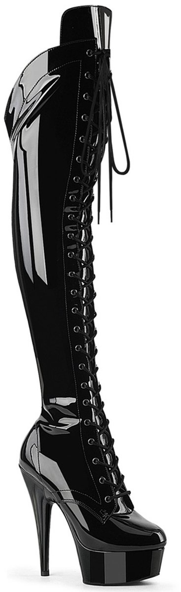 Pleaser - DELIGHT3014 Plateau overknee Laarzen - US 9 - 39 Shoes - Zwart