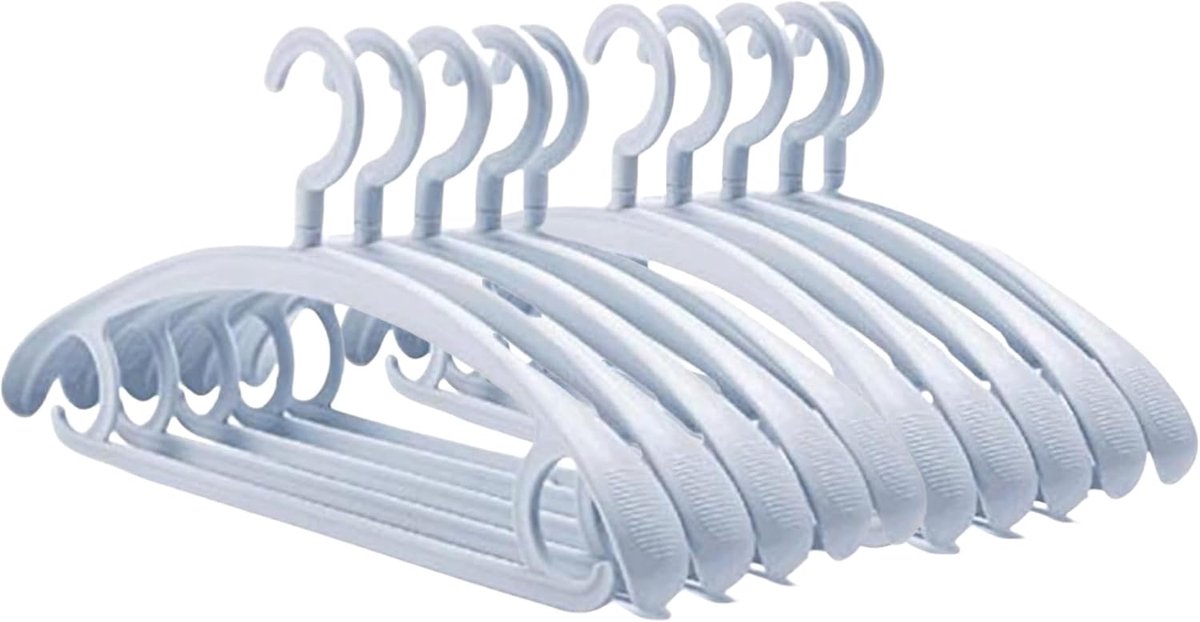 10 stuks kleerhangers sterke kunststof 25 lbs capaciteit draaibare haak kledinghanger brede schouder antislip dikke kleerhanger (blauw)