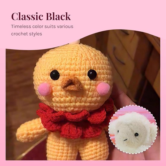 Ogen, 10 mm, met sluitringen voor amigurumi, poppen, poppen en doe-het-zelfprojecten, zwarte kunststof ogen, haakaccessoires, naaien, vilt, knutselwerk en creatief handwerk — afbeelding 4