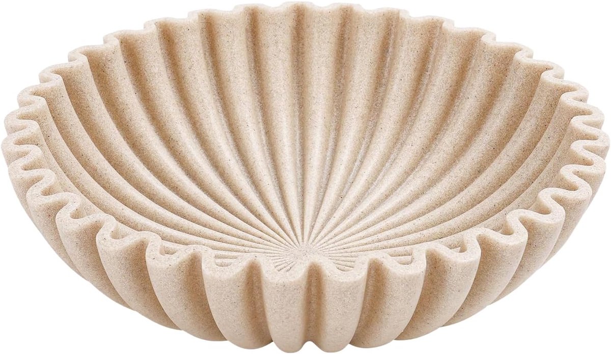 Schaal, 20 cm, rond, elegant tafelcentrum, sieradendienblad van hars, schaal met ruches, handgemaakt, lege-zakken-schaal, fruitschaal, tafeldecoratie voor entree, woonkamer