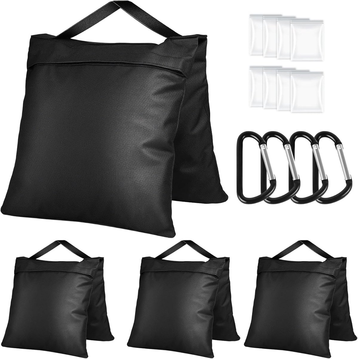 SnelShoppen - Set van 4 duurzame zandzakken voor fotografie, scheurvast 600D Oxford-weefsel, ideaal voor statief, studio en buitengebruik, zwart
