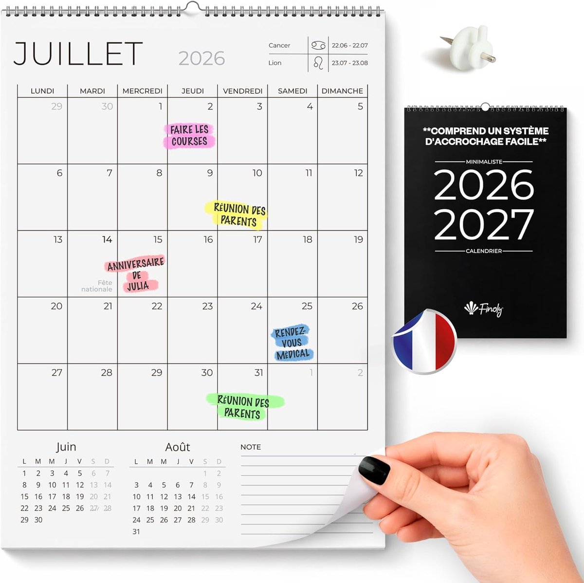 SnelShoppen - Familie Wandkalender 2026 - Maandplanner Januari 2026 tot Juni 2027 - A4 Formaat - Organiseer je Activiteiten - Multifunctionele Kalende