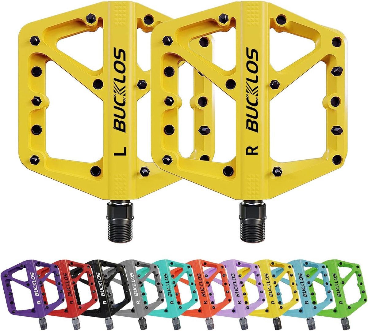 SnelShoppen - MTB Pedalen Plat Mountainbike Pedalen Large Platform Nylon Anti-slip Pedalen voor Volwassenen Fietsen Gravel Bike/Hybrid 9/16 Inch