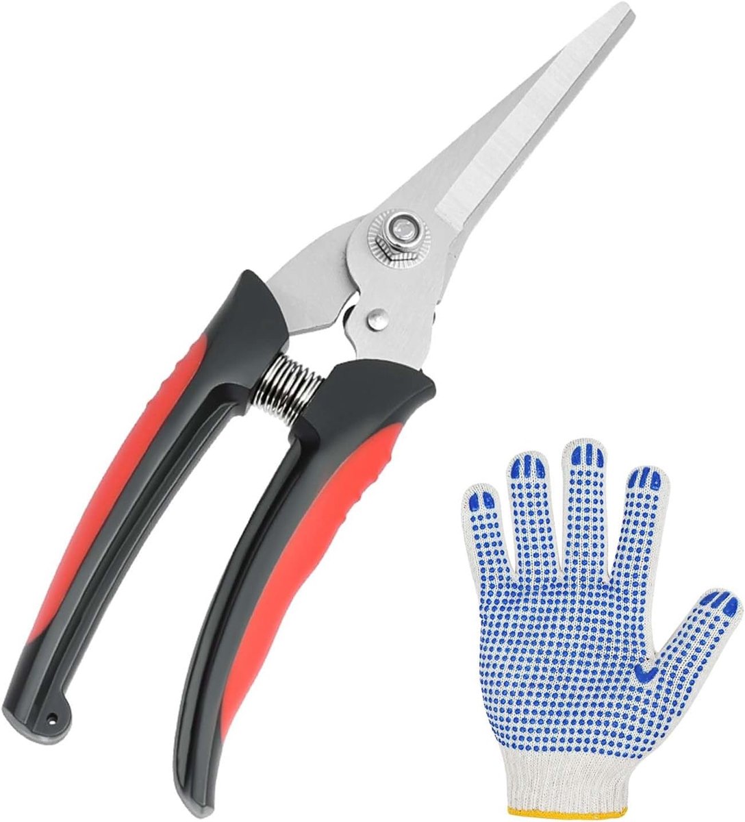 SnelShoppen - Tuinscharen 3cr13 RVS, Snoeischaar voor Verse Takken en Bloemen, Ergonomische Handvatten, 24mm Snijdiameter, Zwart/Rood, Inclusief Hands