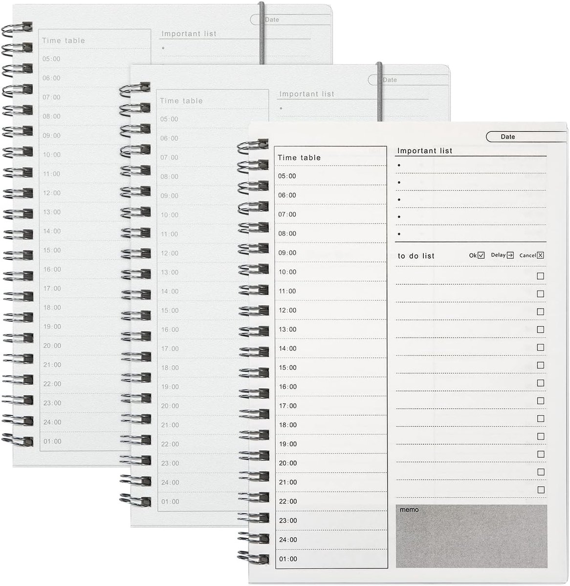 Day Planner Notepad A5 - Transparante PVC cover - Spiral binding - Efficiënte tijdsindeling - ShopVlot