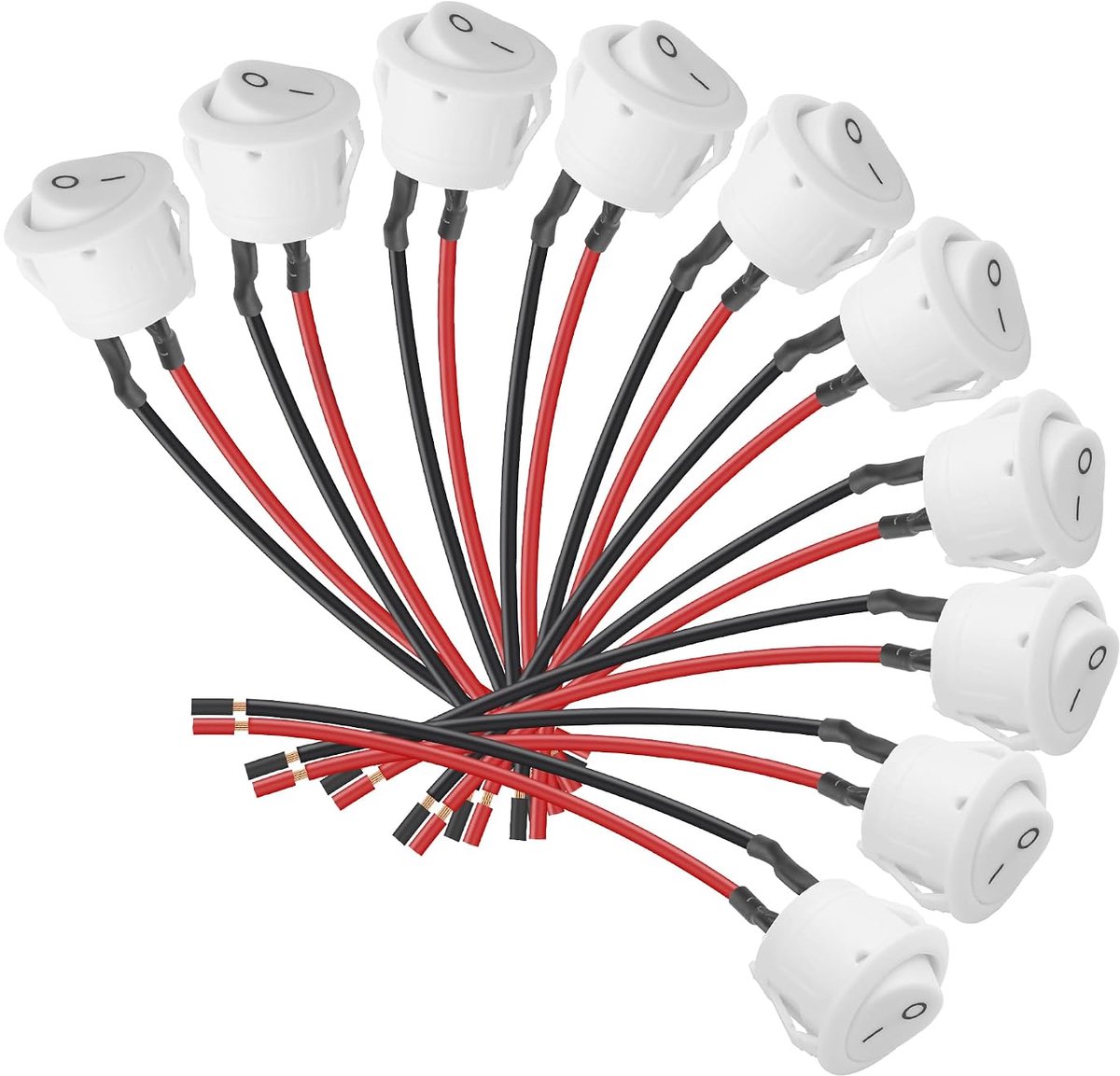 Rocker switch 12V 10A - ronde schakelaar met draad - eenvoudig te installeren - ideaal voor truck en boot - ShopVlot