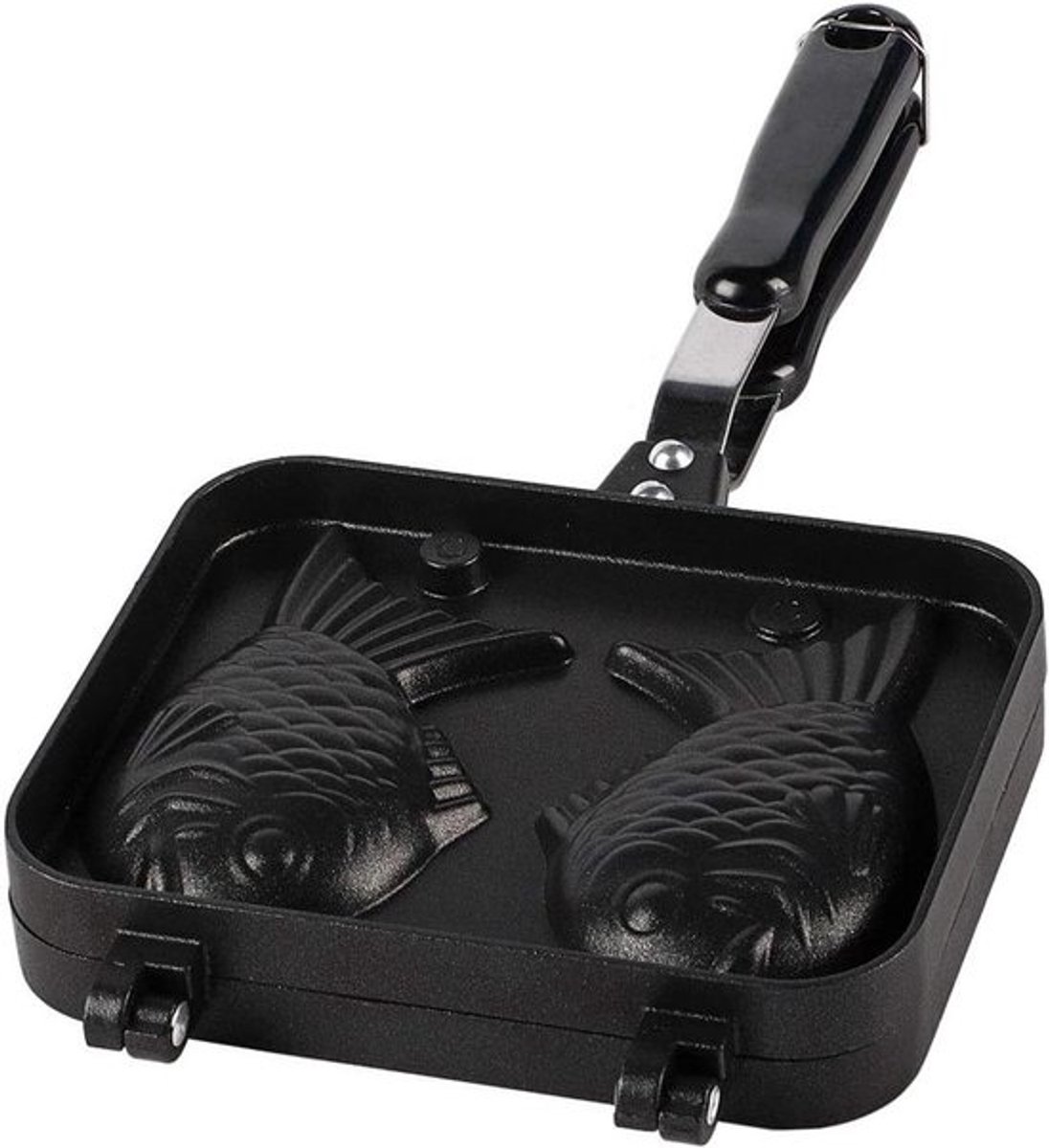 Wafelijzer met dubbele pan - Wafelmaker met bakvorm - Zelf wafels maken - Visvormig ontwerp - 38D x 19W x 4H cm