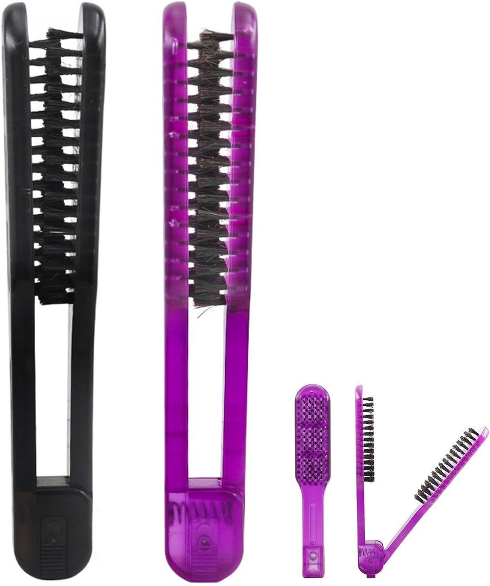 Haarborstel dubbelzijdig 22 cm - zwart en paars - antistatisch - ideaal voor haarstyling - ShopVlot